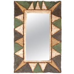 Miroir rectangulaire en céramique par Les Argonautes, Vallauris, France, années 1950