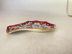 Ceramic Red Ashtray or Vide Poche in a Shell Form Circa 1960 Italy
