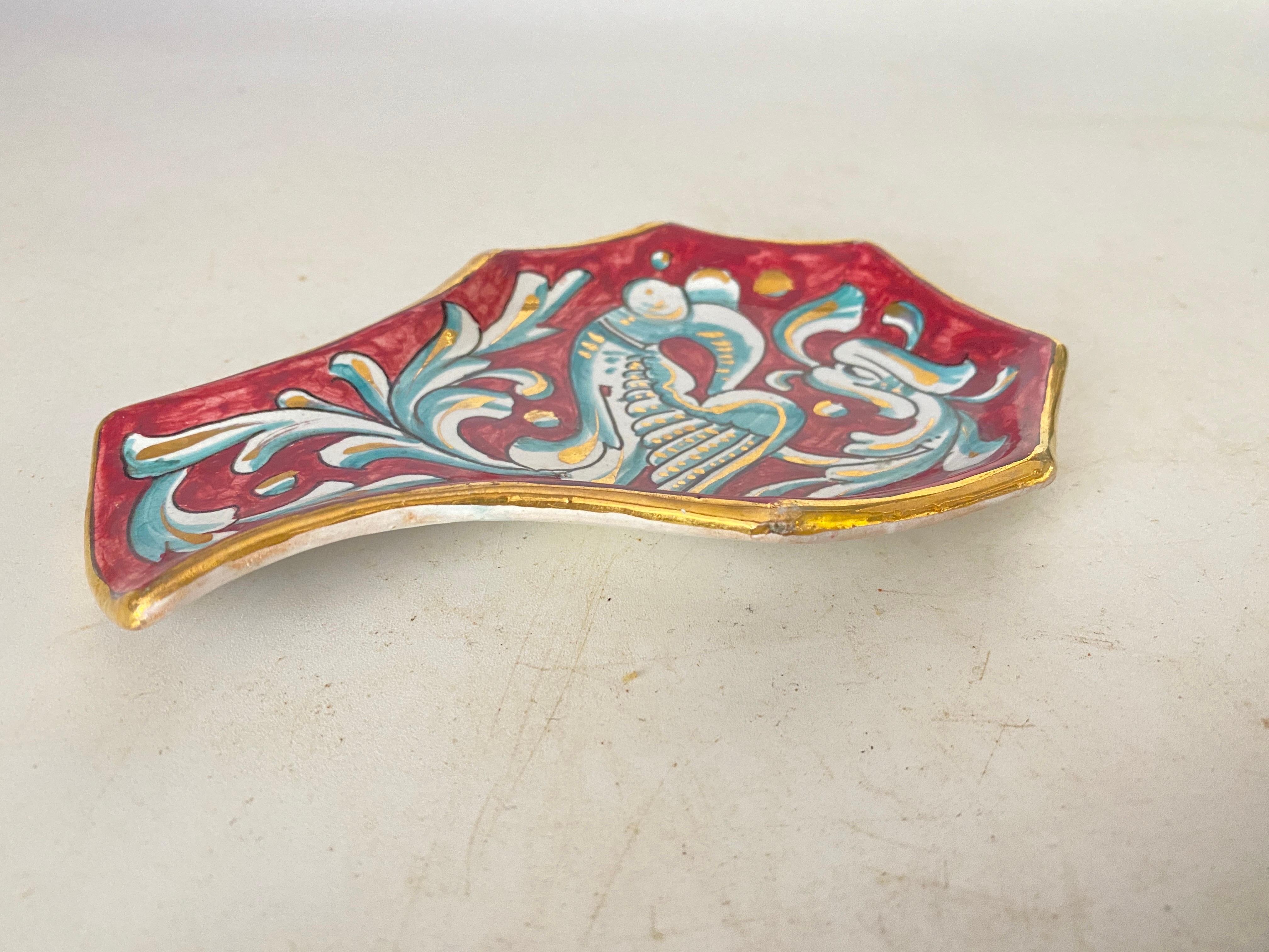 Mid-Century Modern Ceramic Red Ashtray or Vide Poche in a Shell Form Circa 1960 Italy For Sale