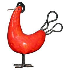 Ceramic red bird sculpture