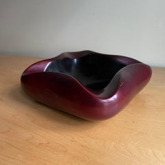 Ceramic Red + Burgundy Cigar Ashtray Dish Bowl Table Decor as Jouve