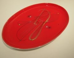 Red Ceramic Dish by André Baud, Vallauris, 1950s