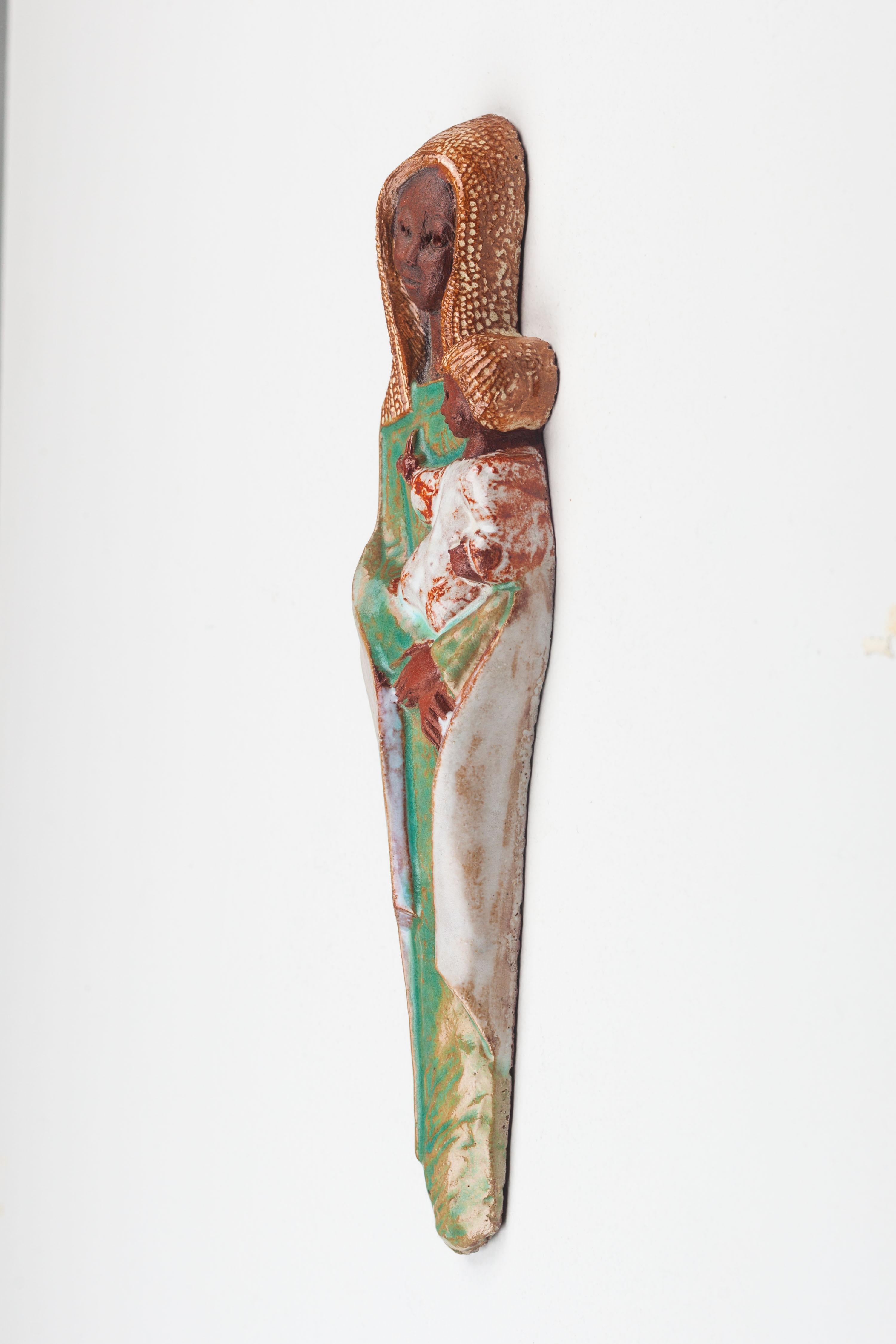 Ceramic Religious Wall Art, Virgin Mary and Child For Sale at 1stDibs