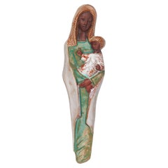 Religiöse Wandkunst aus Keramik, Jungfrau Maria und Kind
