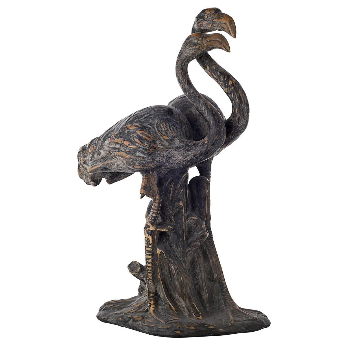 Ceramic Flamingo Couple Sculpture, Contemporary For Sale