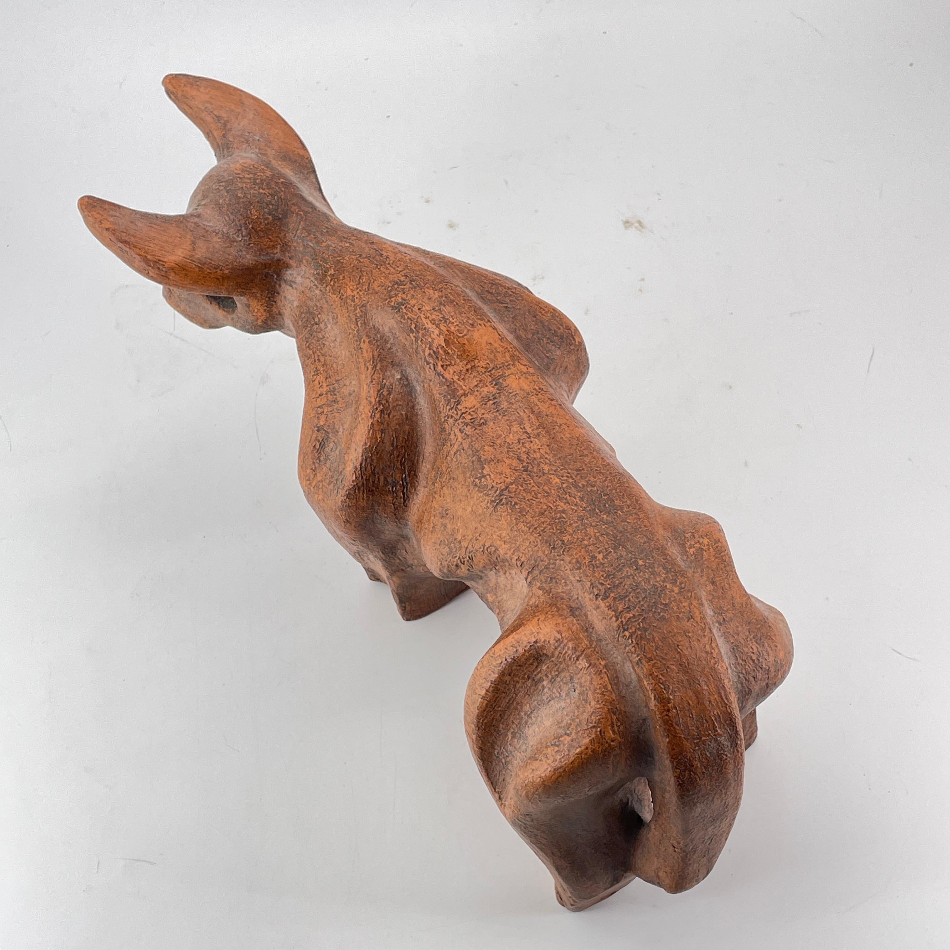 Ceramic Resting Bull Table Sculpture Signed For Sale 1