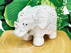 Lampe éléphant rétifiée en céramique