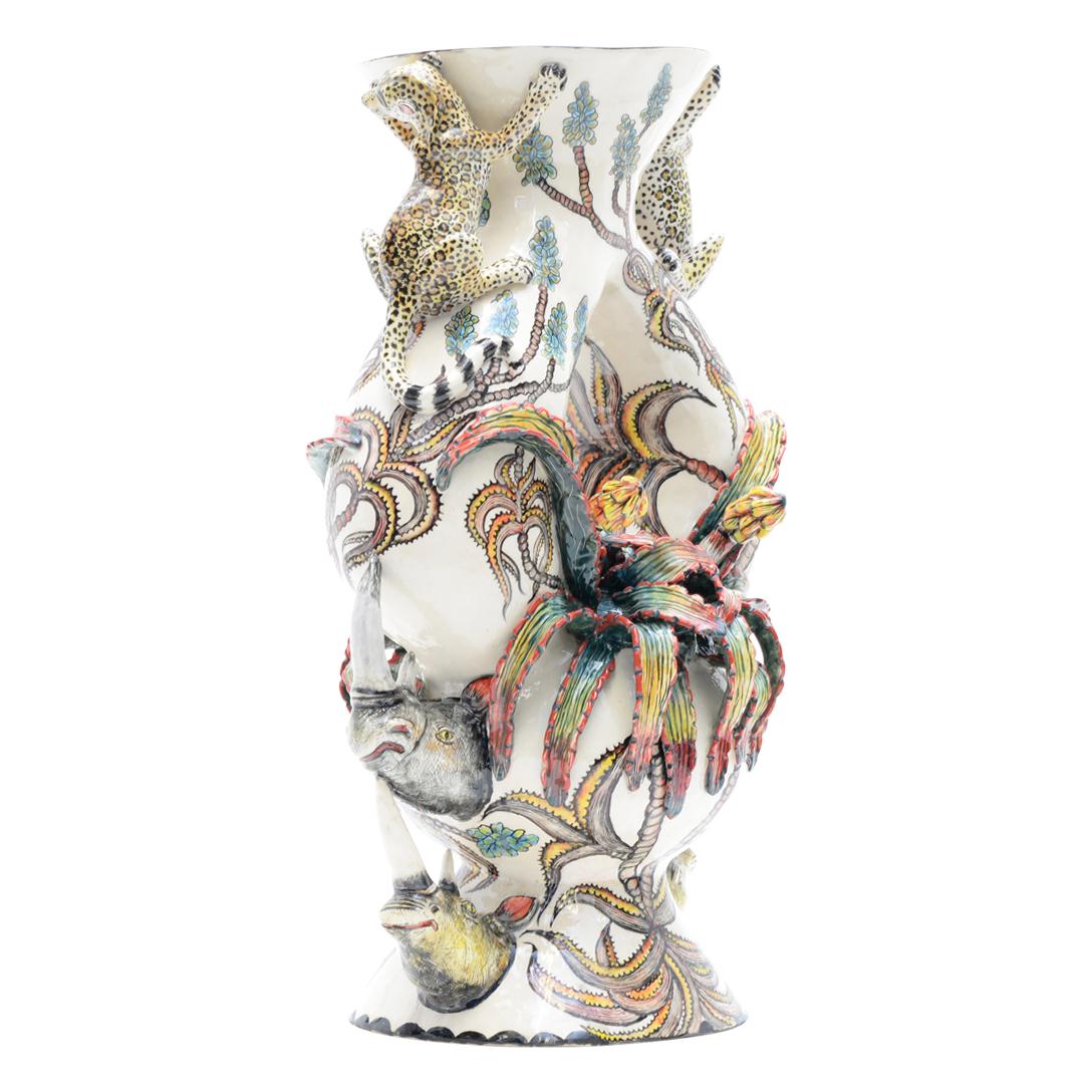 Modern Ceramic Rhino Aloe Vera Vase, Hand  made in South Africa For Sale