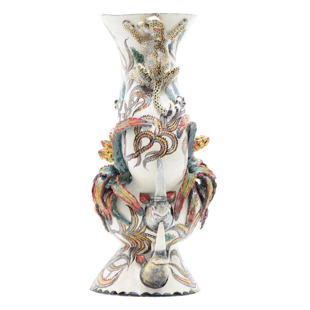 South African Ceramic Rhino Aloe Vera Vase, Hand  made in South Africa For Sale