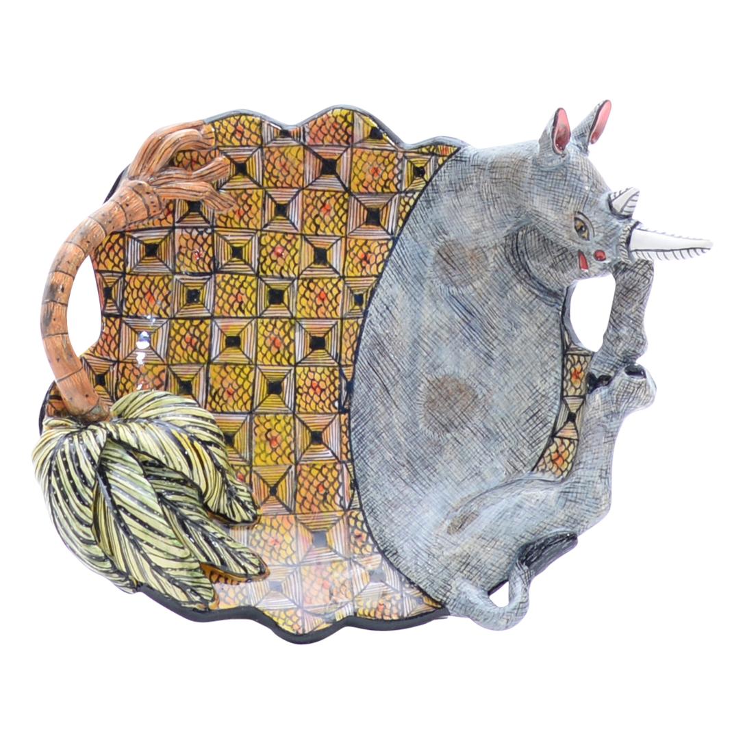 Hand-Painted Ceramic Rhino  Coin Dish , hand made in South Africa