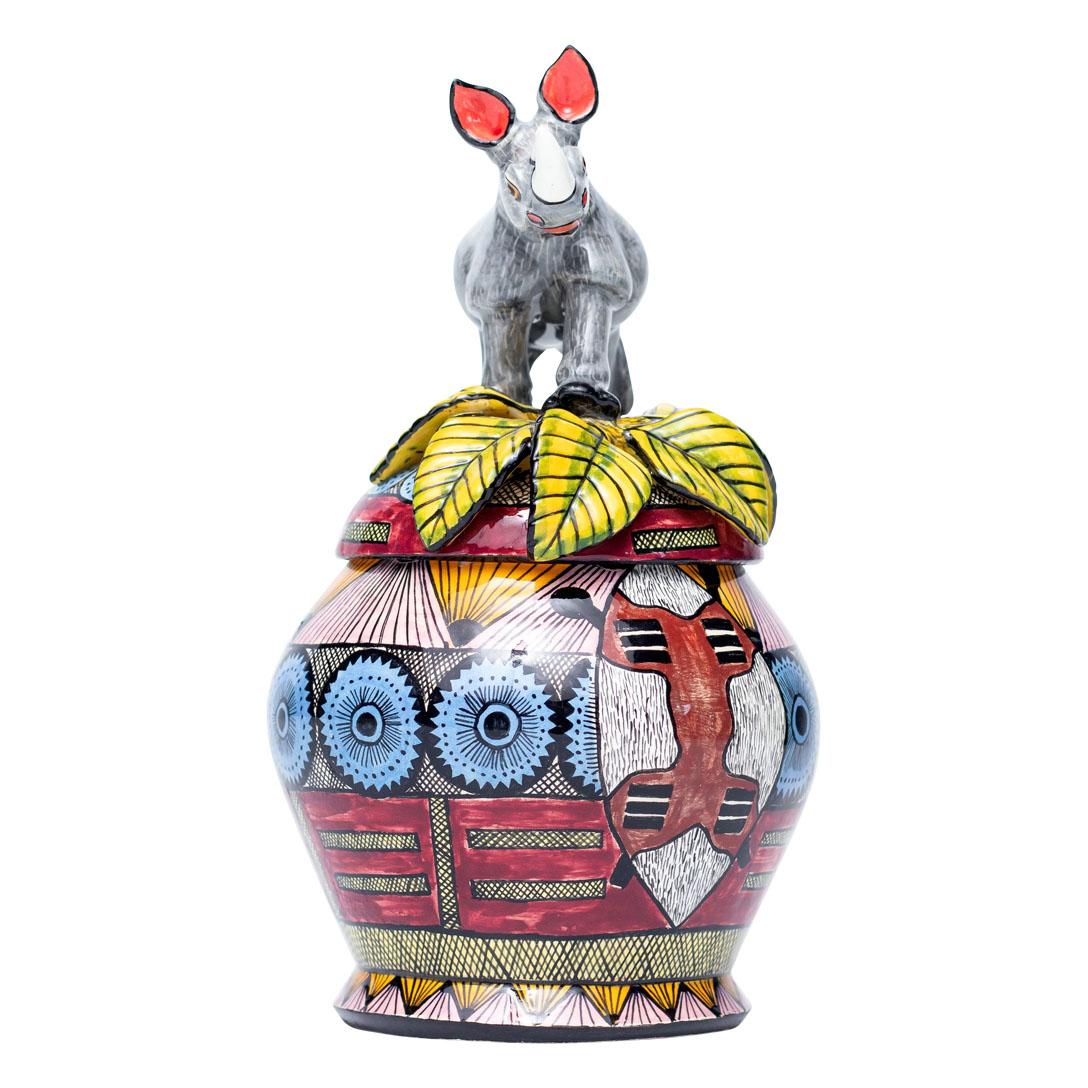 Ceramic Rhino Jewelry Box  , hand made in South Africa 3