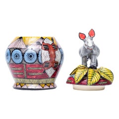 Ceramic Rhino Jewelry Box  , hand made in South Africa