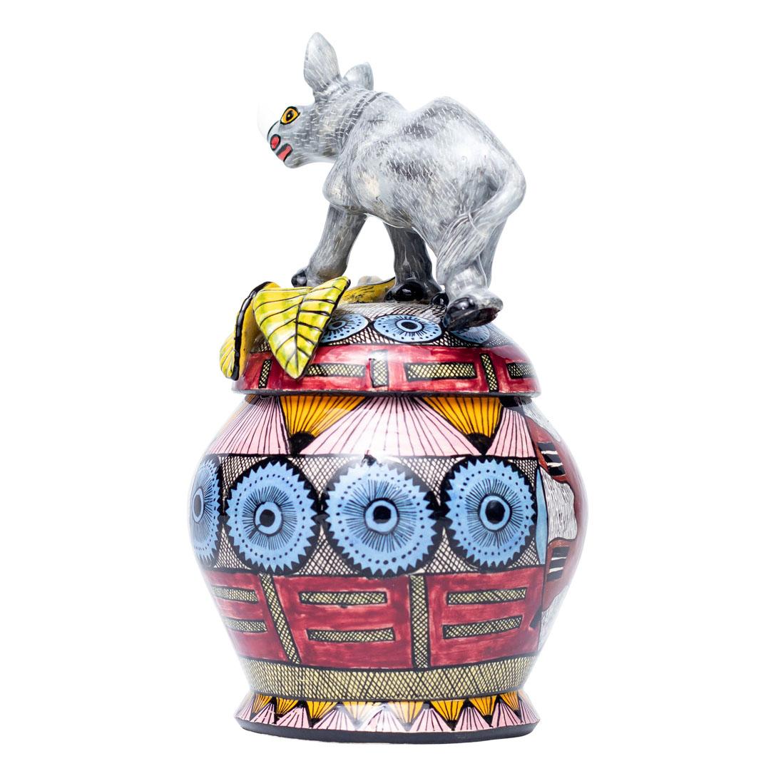 Contemporary Ceramic Rhino Jewelry Box  , hand made in South Africa