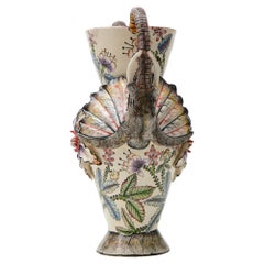 Keramik Nashorn Leopard Vase, Hand  Hergestellt in Südafrika