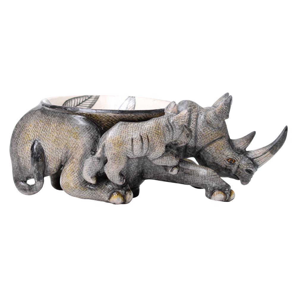Hand-Painted Ceramic  Rhino Peanut Bowl , hand made in South Africa