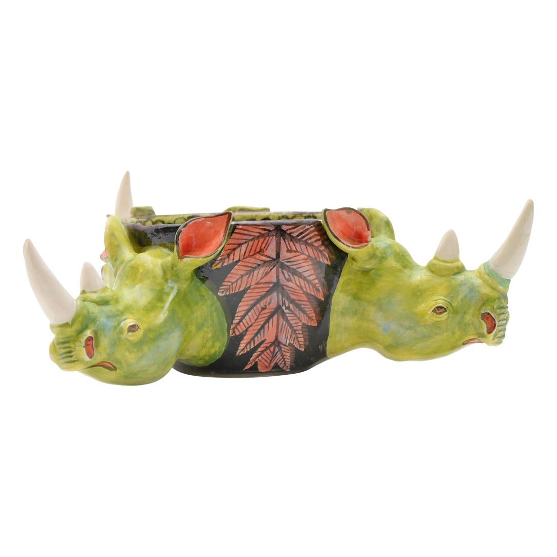 Hand-Painted Ceramic Rhino Peanut Bowl , hand made in South Africa