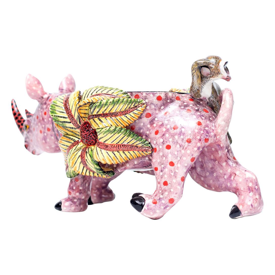 Contemporary Ceramic  Rhino  Peanut Bowl , hand made in South Africa