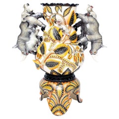 Ceramic Rhino Vase , hand made in South Africa
