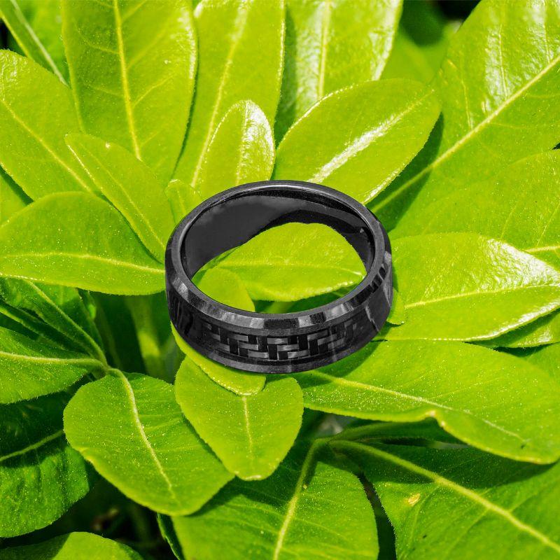 Men's Ceramic Ring with Carbon Fibre, Size L For Sale