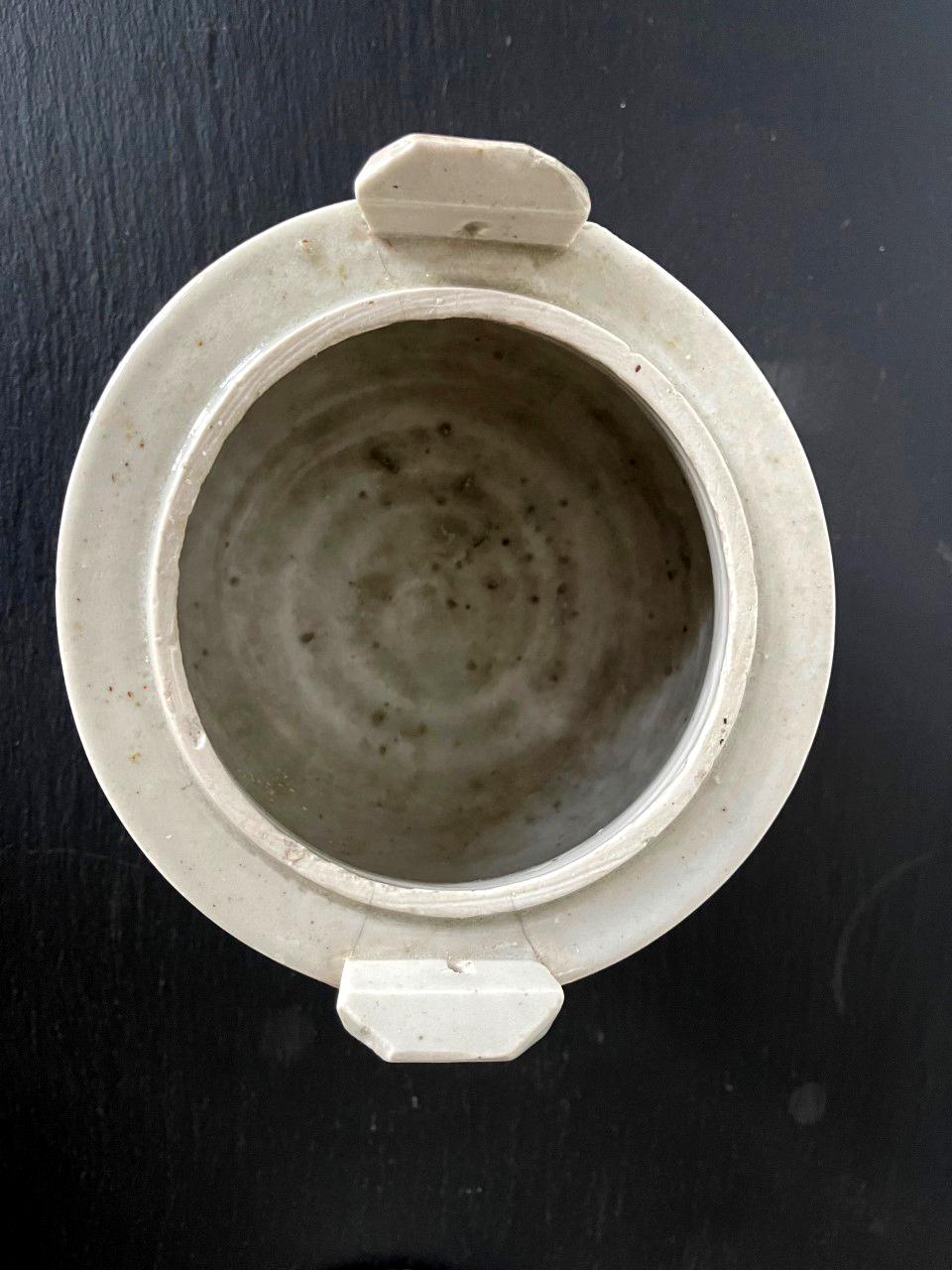 Archaistic Korean white Porcelain Ritual Incense Burner with Bagua Pattern Joseon Dynasty For Sale