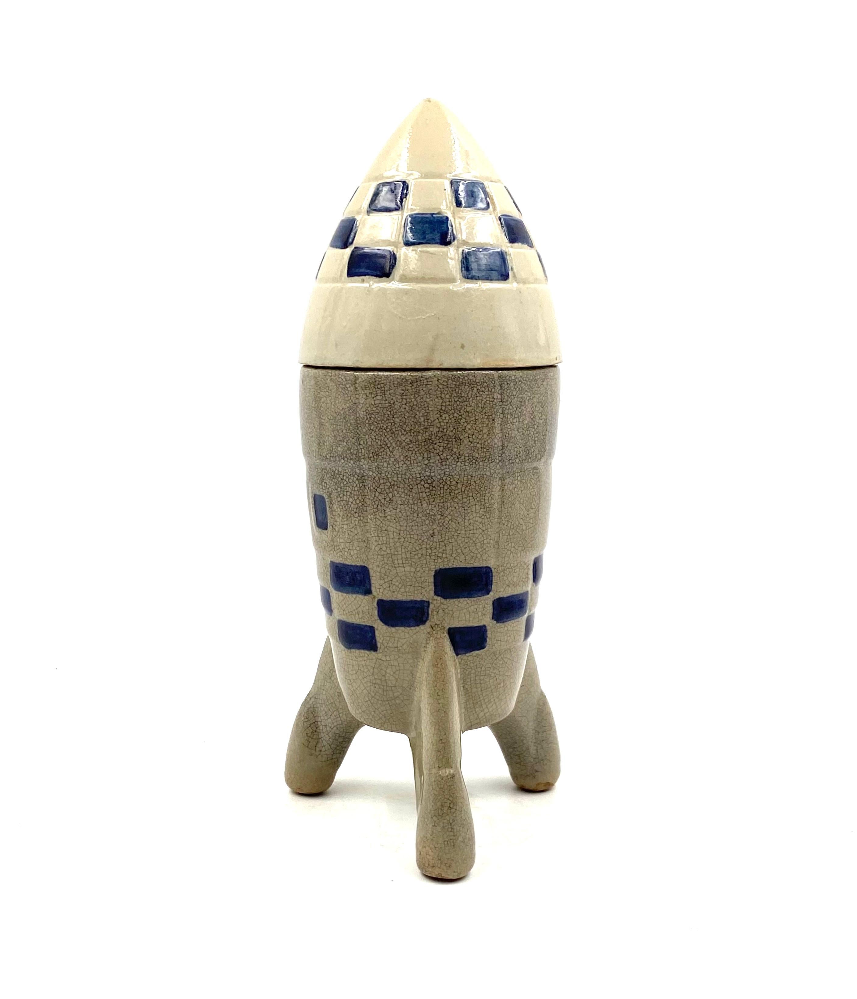 Ceramic Rocket / Spaceship Bottle / Decanter, France, 1940s-1950s For Sale 4