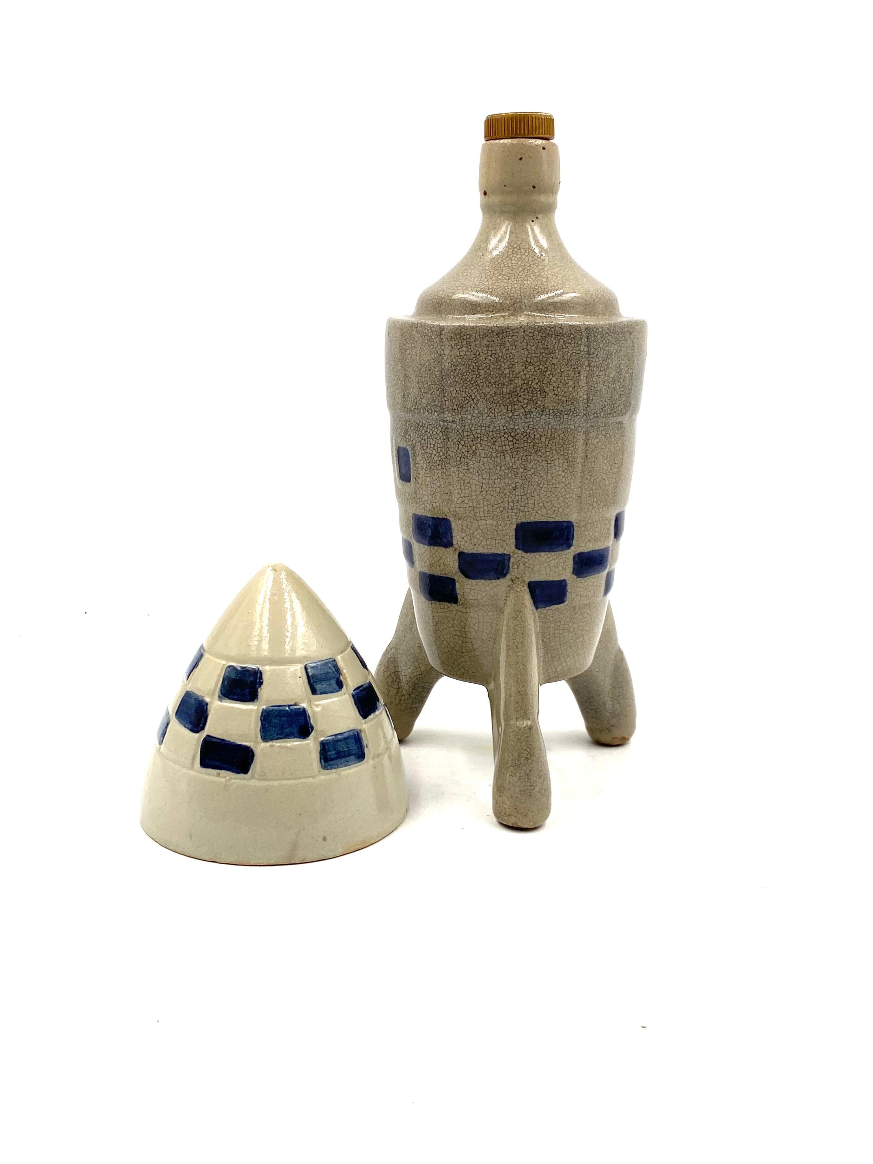 Ceramic Rocket / Spaceship Bottle / Decanter, France, 1940s-1950s For Sale 5