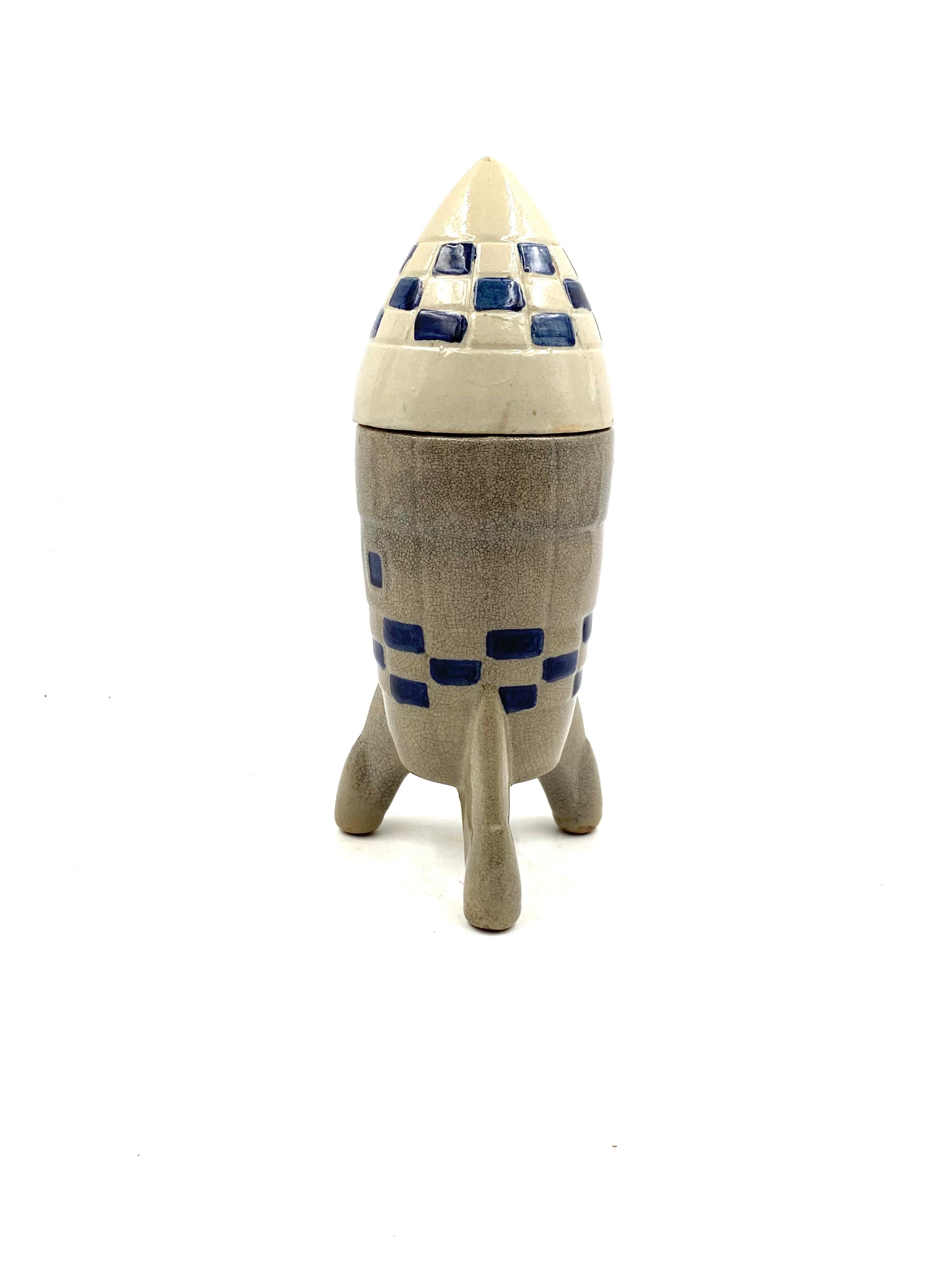 Keramikvase / Spaceship-Flaschenflasche / Dekanter  Frankreich 1940er / 1950er Jahre im Angebot 6