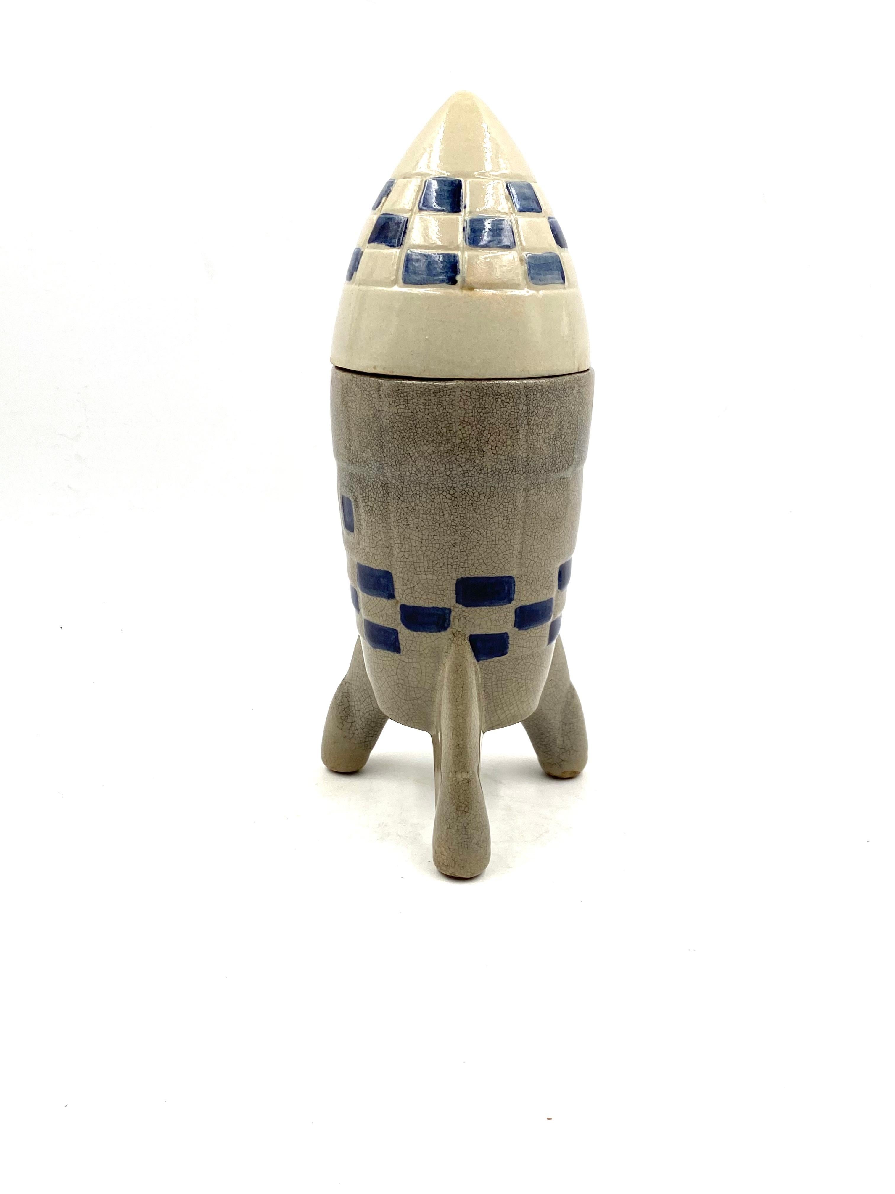 Keramikvase / Spaceship-Flaschenflasche / Dekanter  Frankreich 1940er / 1950er Jahre im Angebot 10