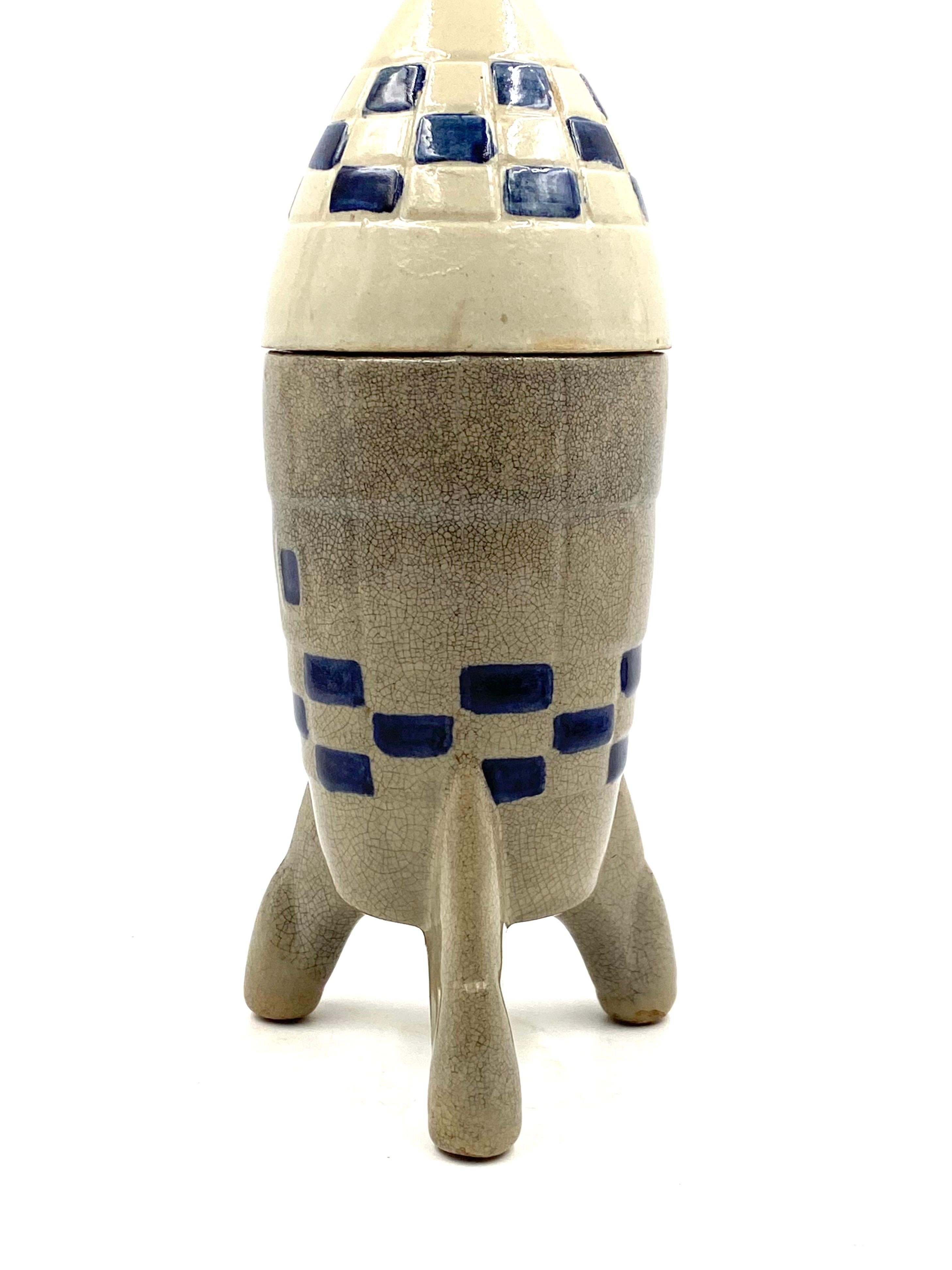 Ceramic Rocket / Spaceship Bottle / Decanter, France, 1940s-1950s For Sale 2