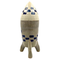 Vintage Ceramic Rocket / Spaceship Bottle / Decanter, France, 1940s-1950s