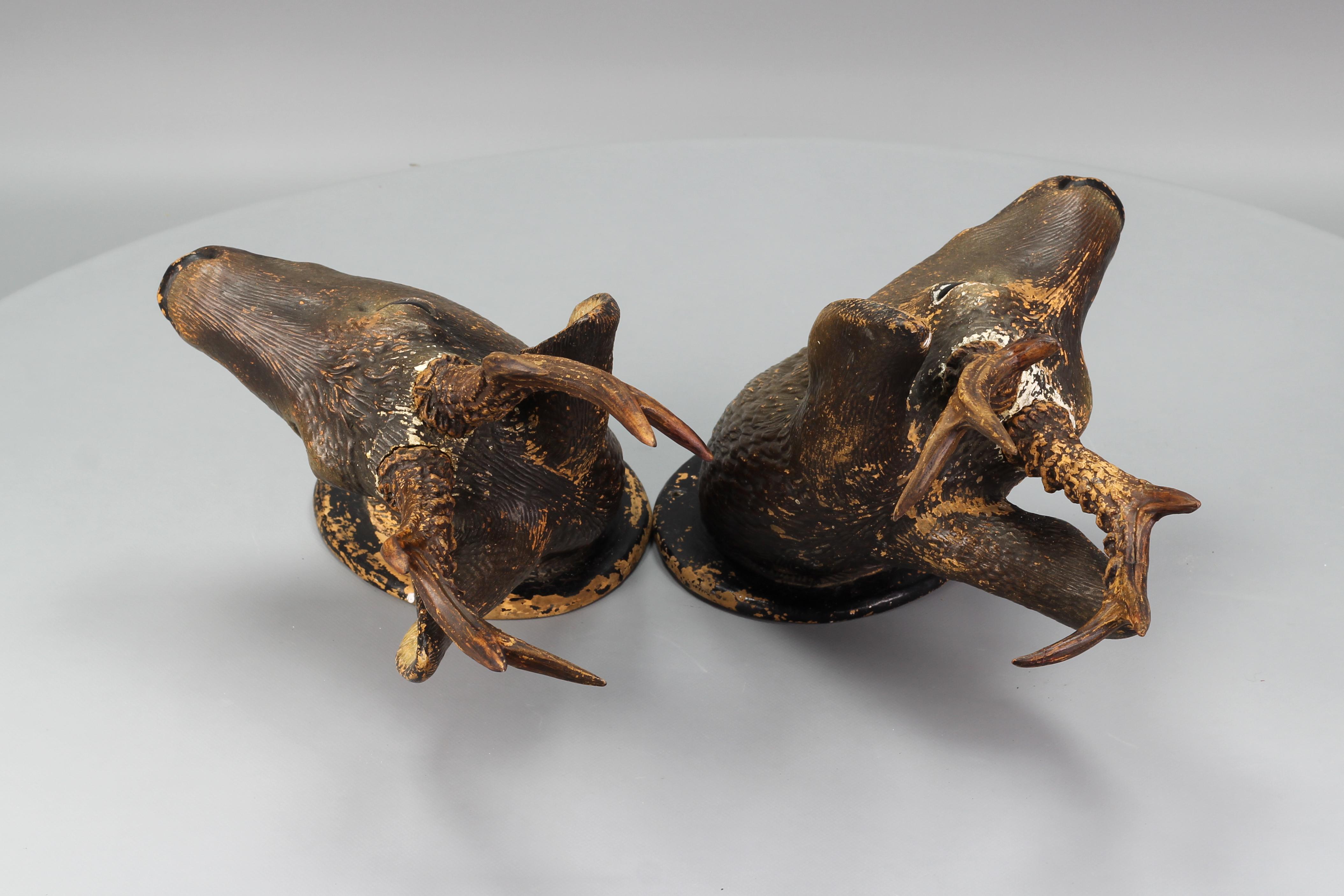 Ceramic Roe Deer Heads, Wall Decoration, Germany, 1930s, Set of Two 5