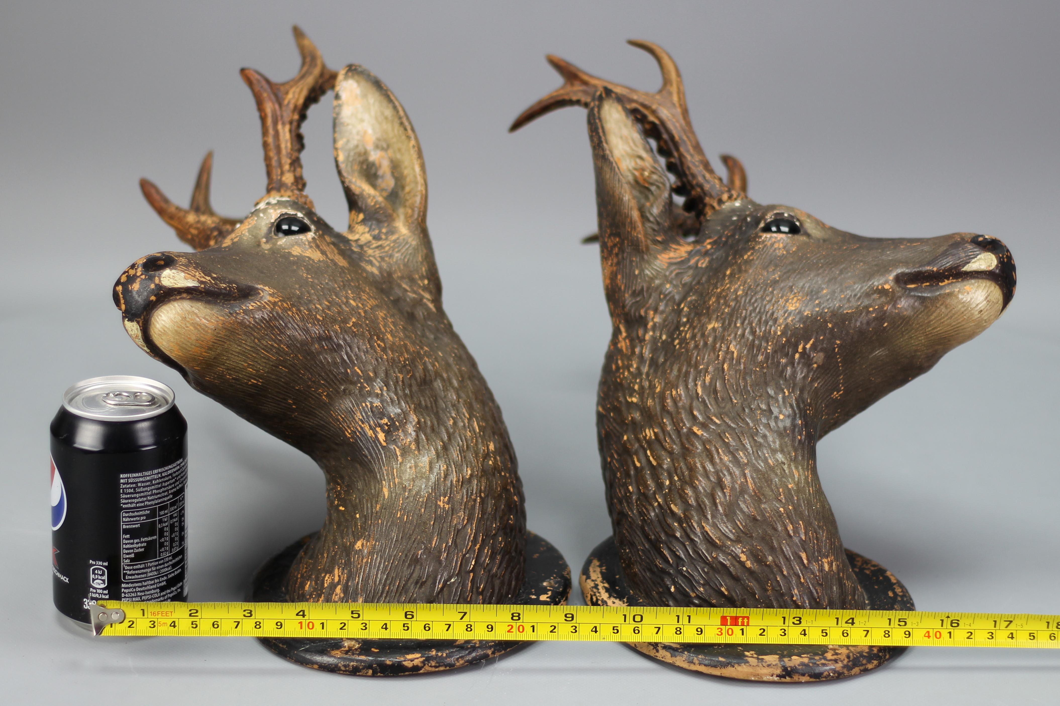 Ceramic Roe Deer Heads, Wall Decoration, Germany, 1930s, Set of Two 9