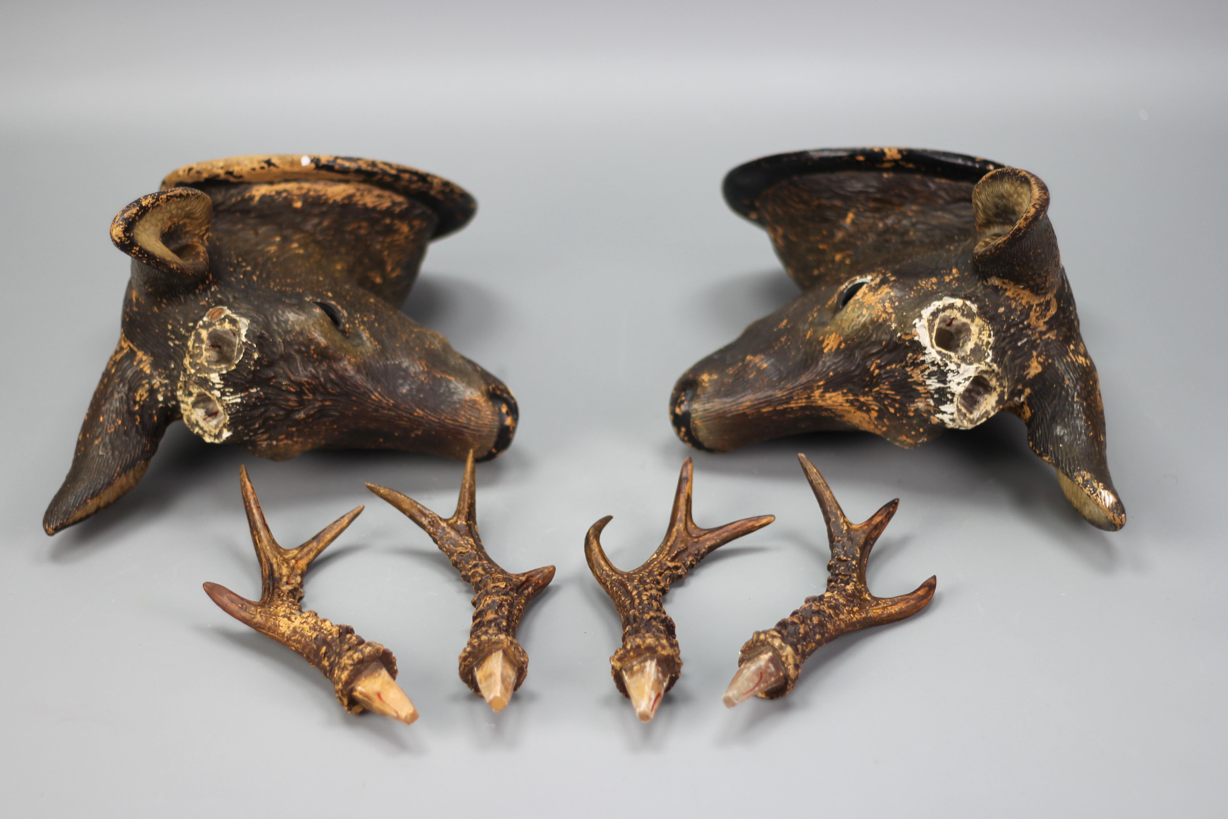 Ceramic Roe Deer Heads, Wall Decoration, Germany, 1930s, Set of Two 11
