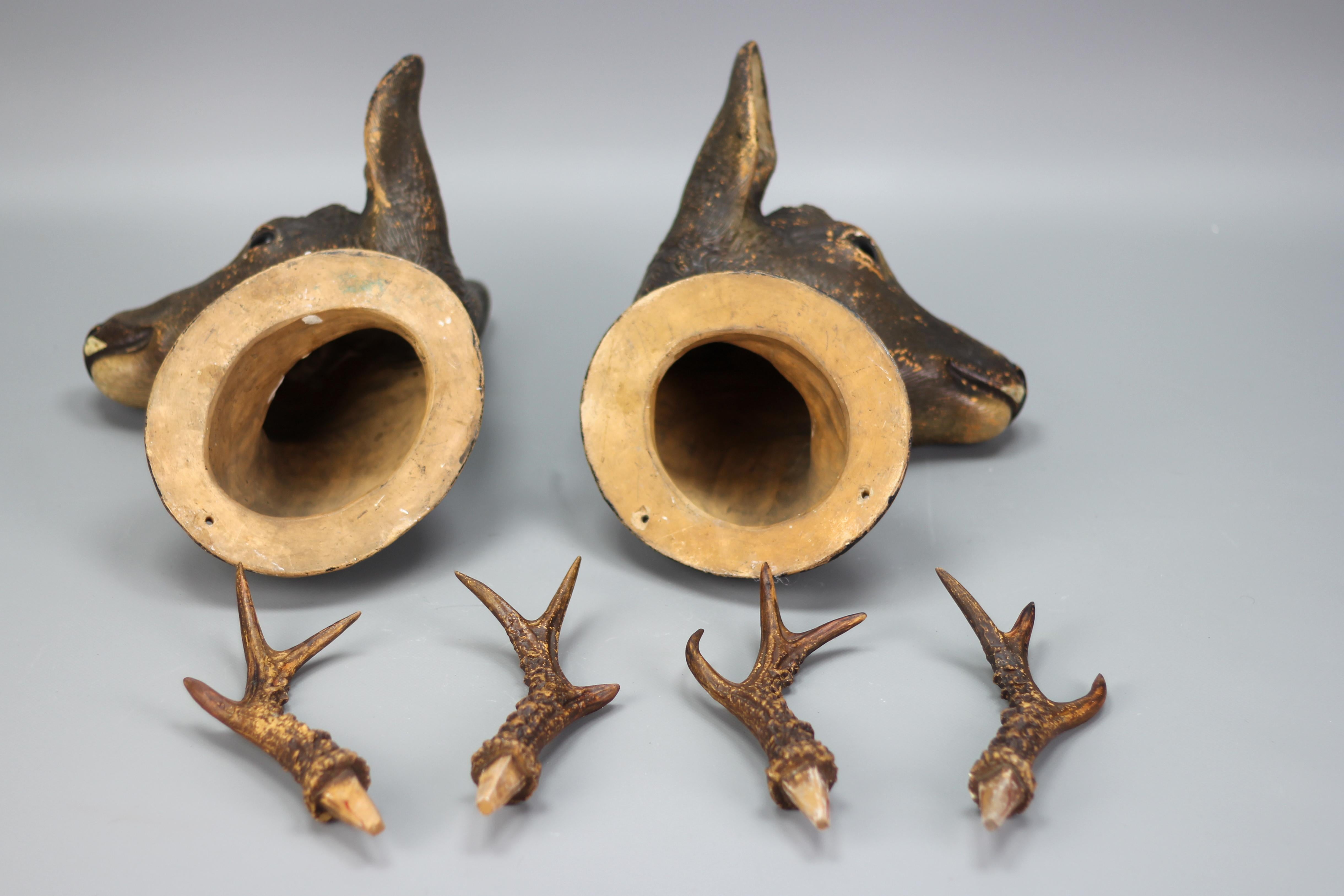 Ceramic Roe Deer Heads, Wall Decoration, Germany, 1930s, Set of Two 14