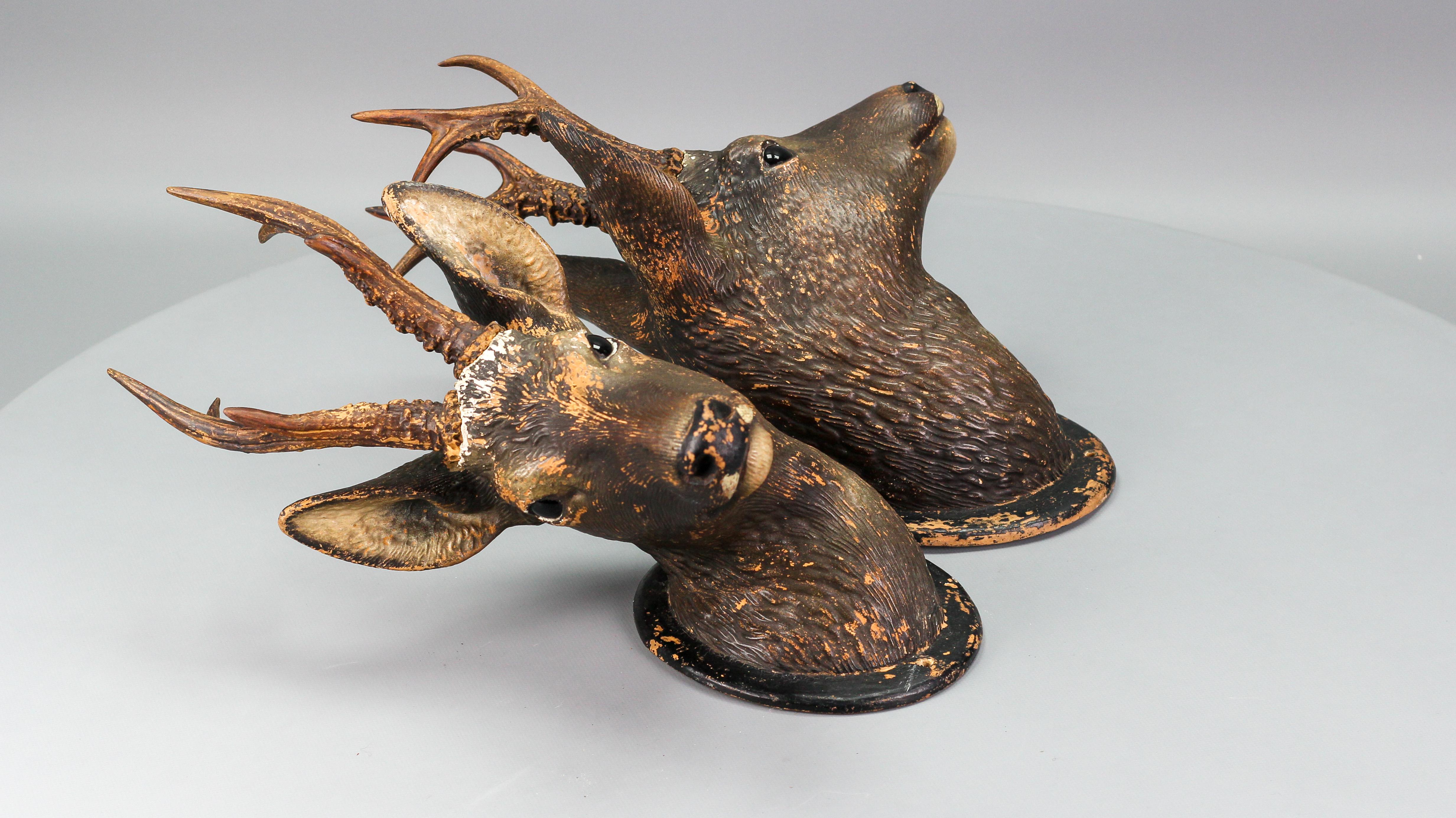 Ceramic Roe Deer Heads, Wall Decoration, Germany, 1930s, Set of Two 15