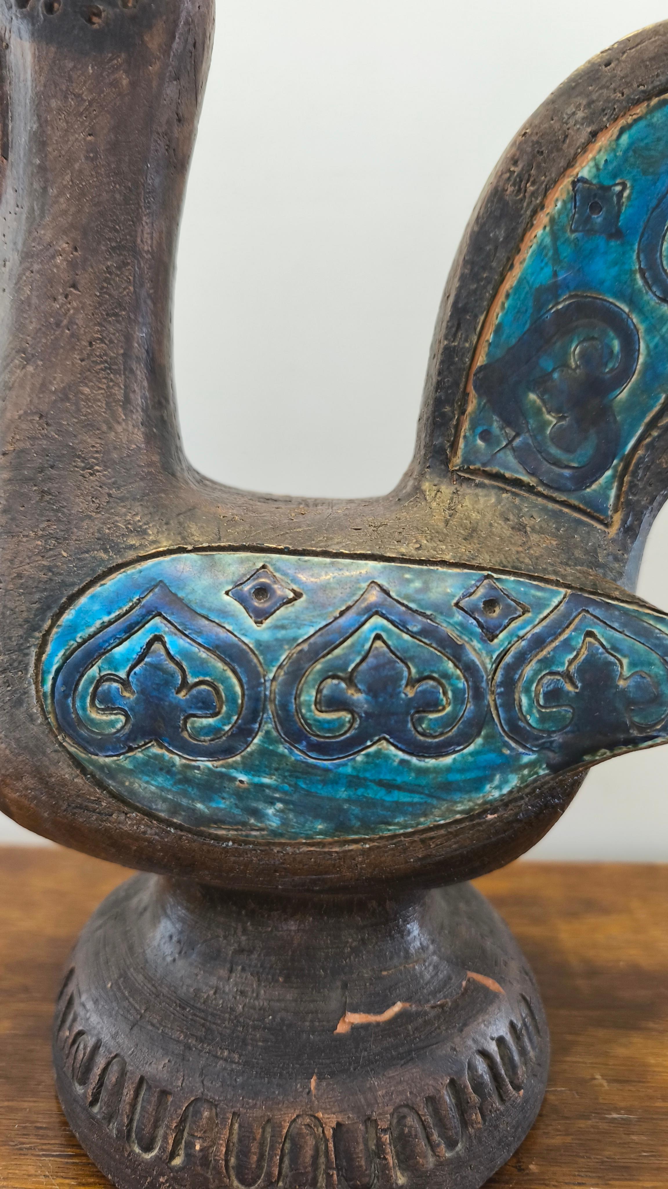 Ceramic rooster sculpture, 1960s, Aldo Londi, Bitossi For Sale 5