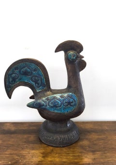 Ceramic rooster sculpture, 1960s, Aldo Londi, Bitossi