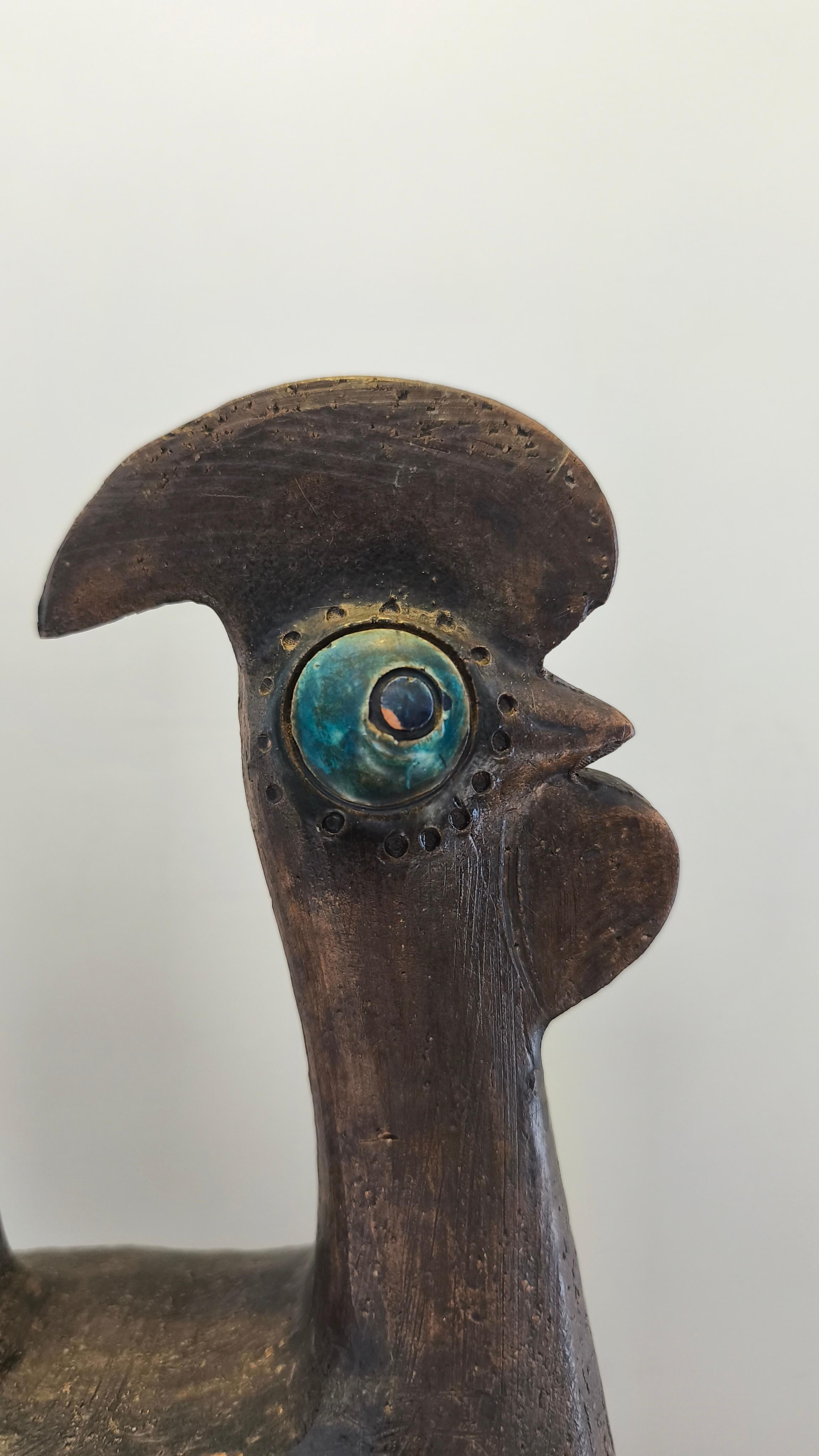 European Ceramic rooster sculpture, 1960s, Aldo Londi, Bitossi For Sale