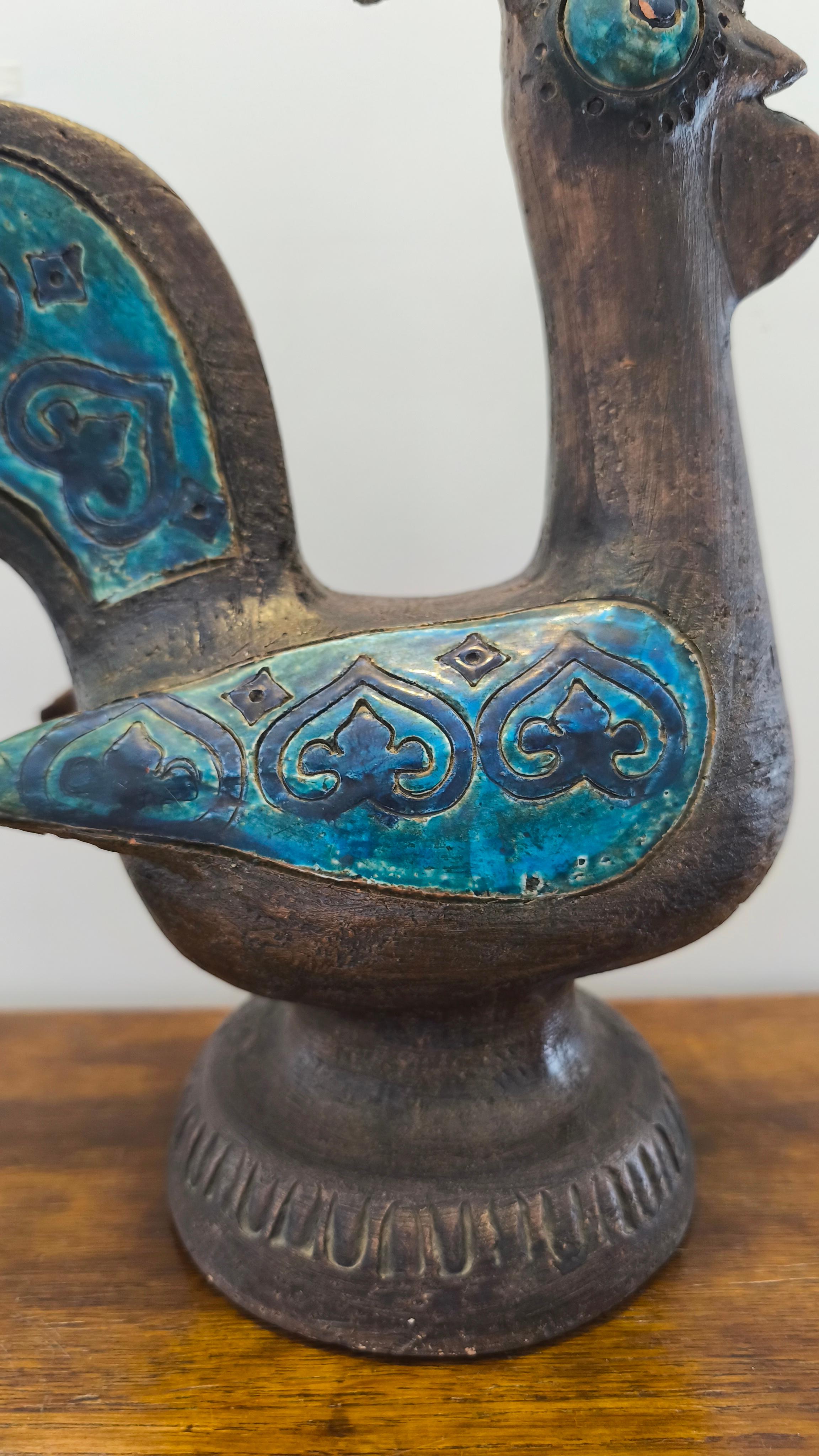 Mid-20th Century Ceramic rooster sculpture, 1960s, Aldo Londi, Bitossi For Sale