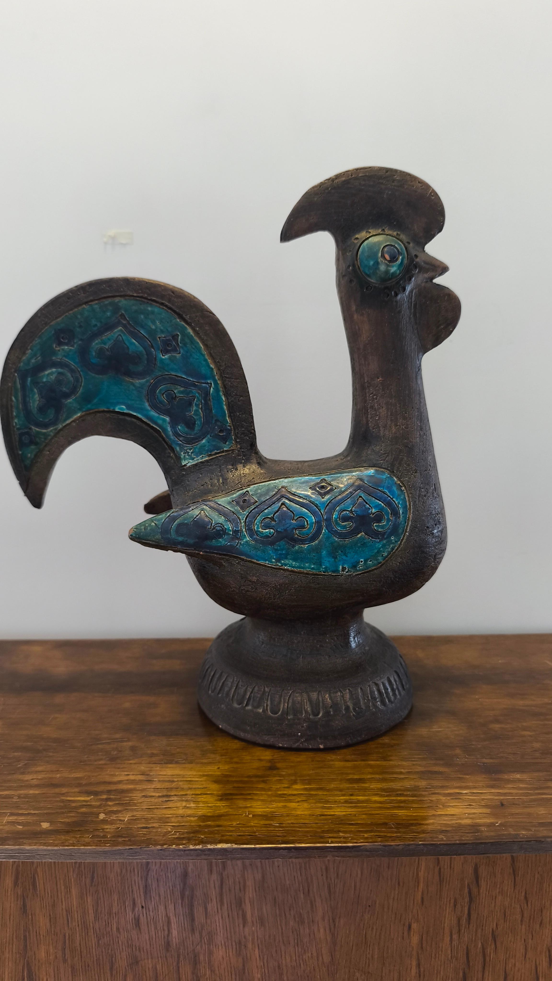 Ceramic rooster sculpture, 1960s, Aldo Londi, Bitossi For Sale 1
