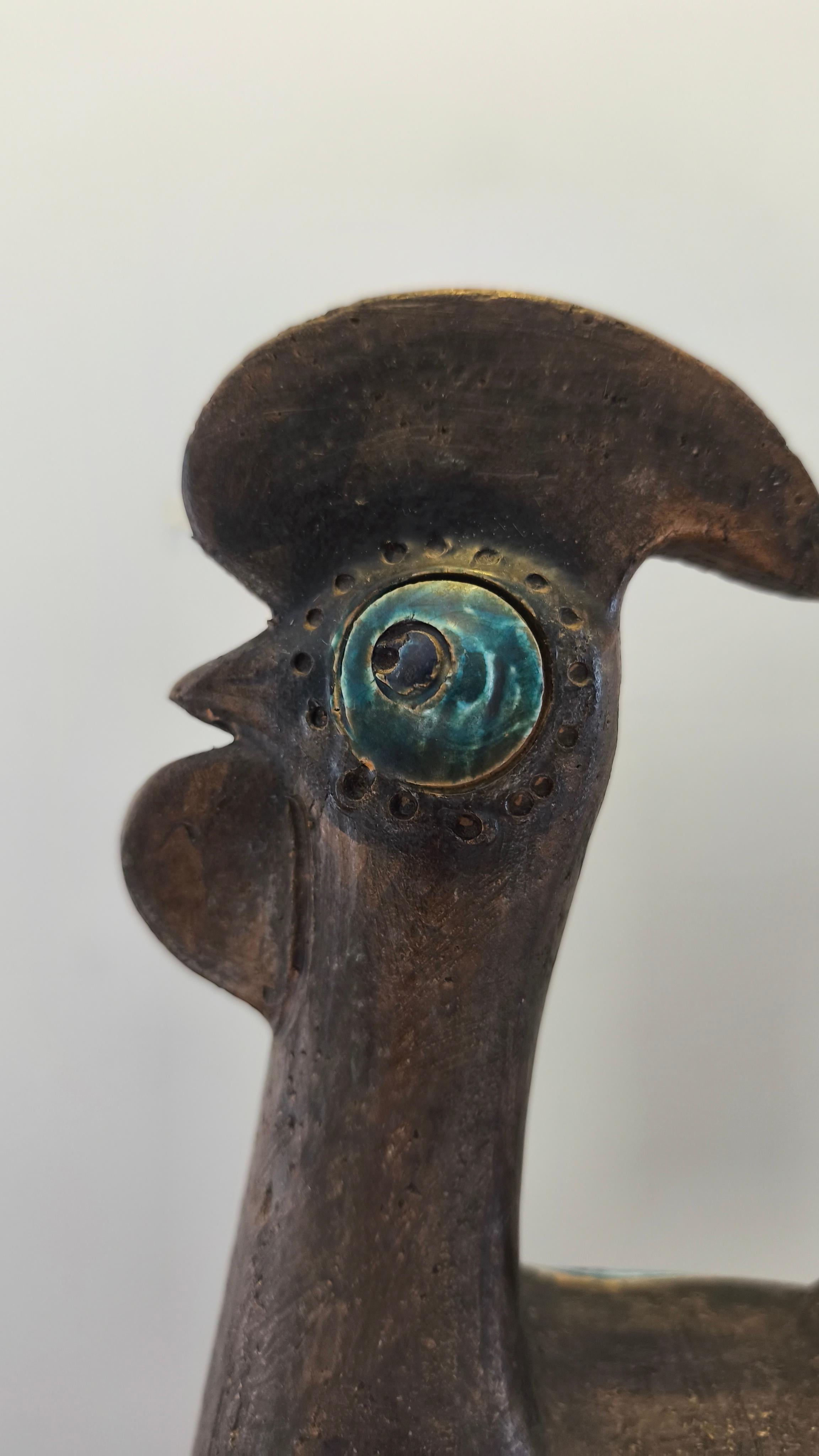 Ceramic rooster sculpture, 1960s, Aldo Londi, Bitossi For Sale 3