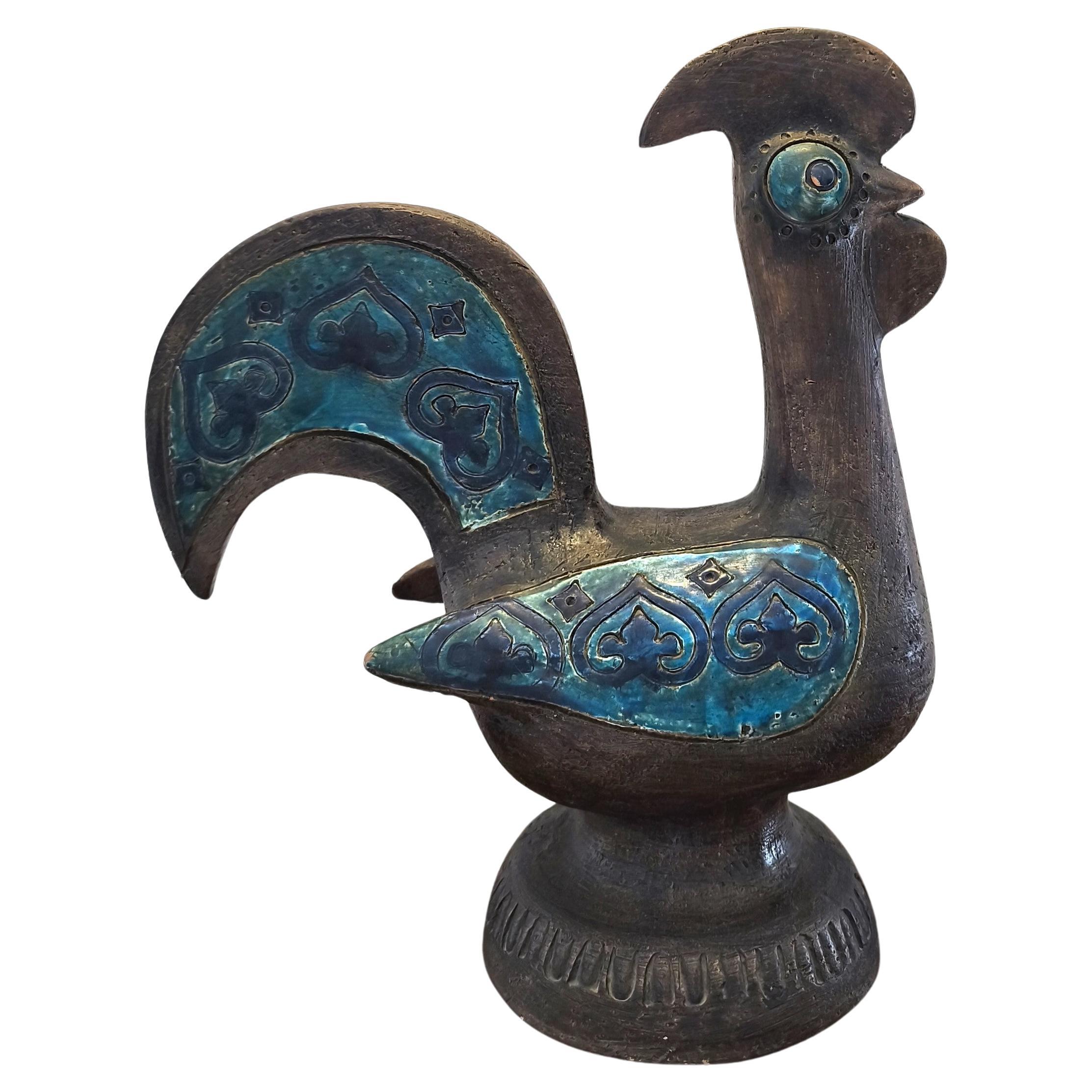Ceramic rooster sculpture, 1960s, Aldo Londi, Bitossi