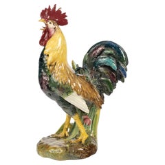Ceramic Rooster Sculpture by Delphin Massier, 20th Century.