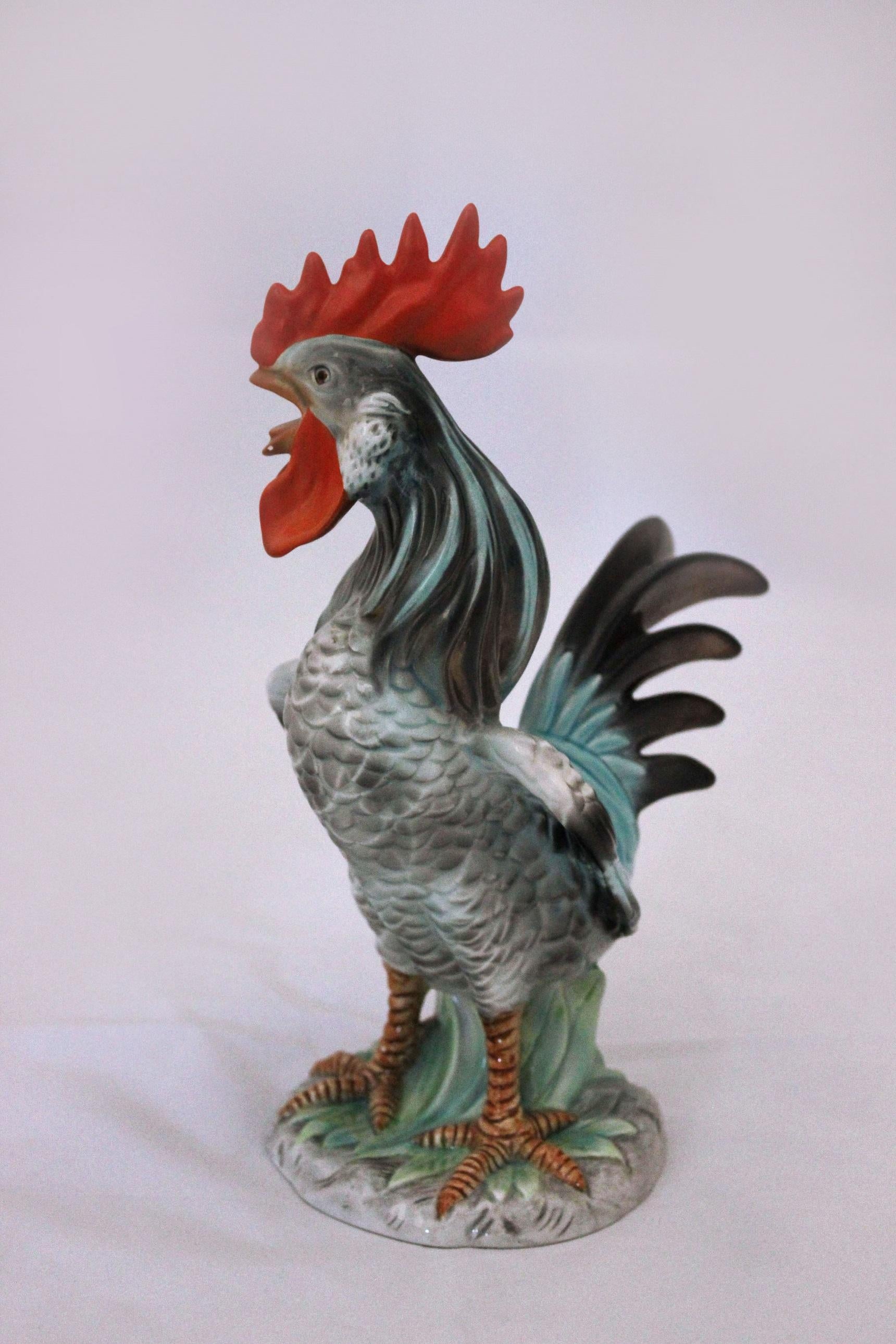 Ceramic rooster sculpture by Ronzan