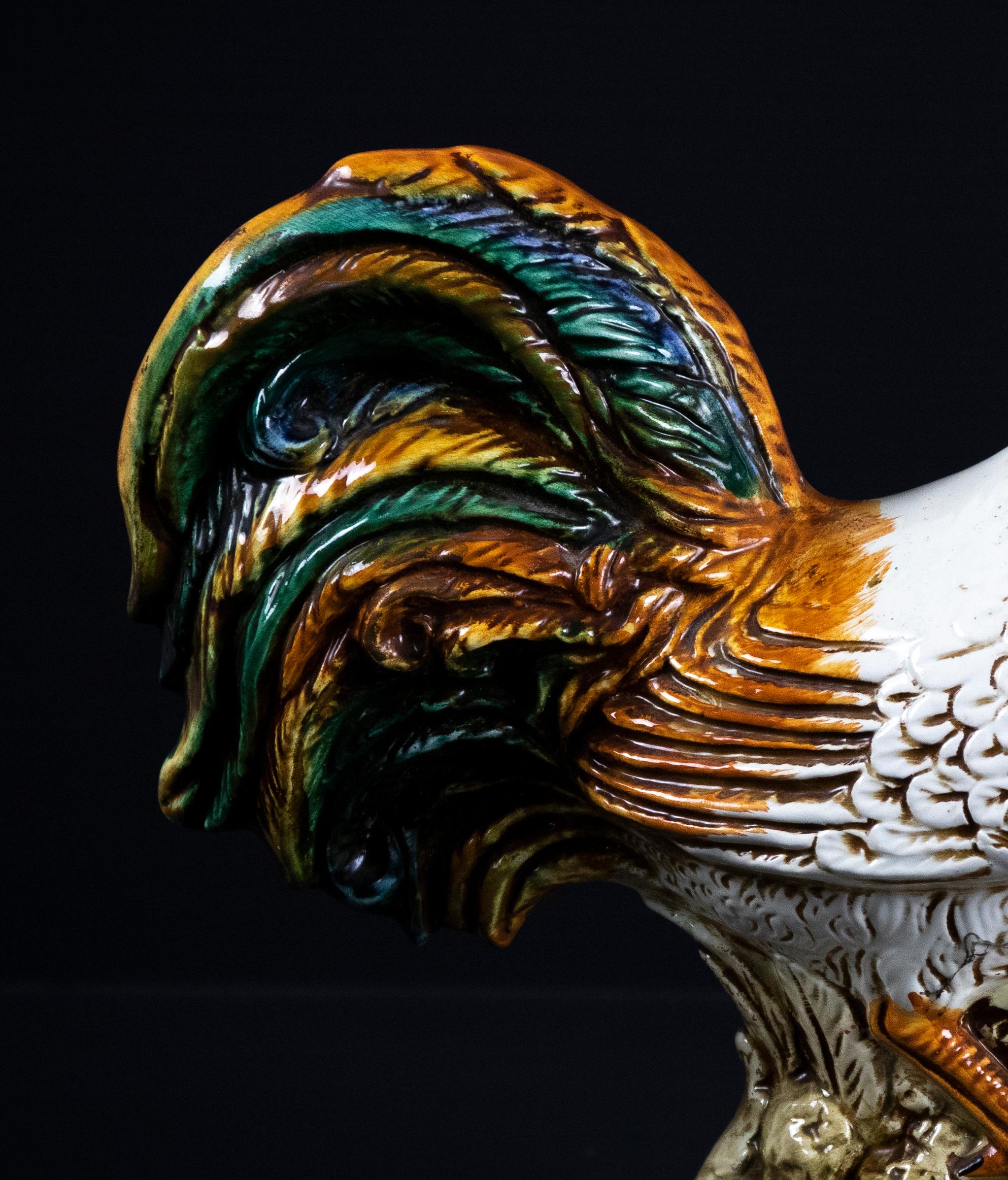Ceramic Rooster Sculture, Original Decorative Object, Mid-20th Century 1