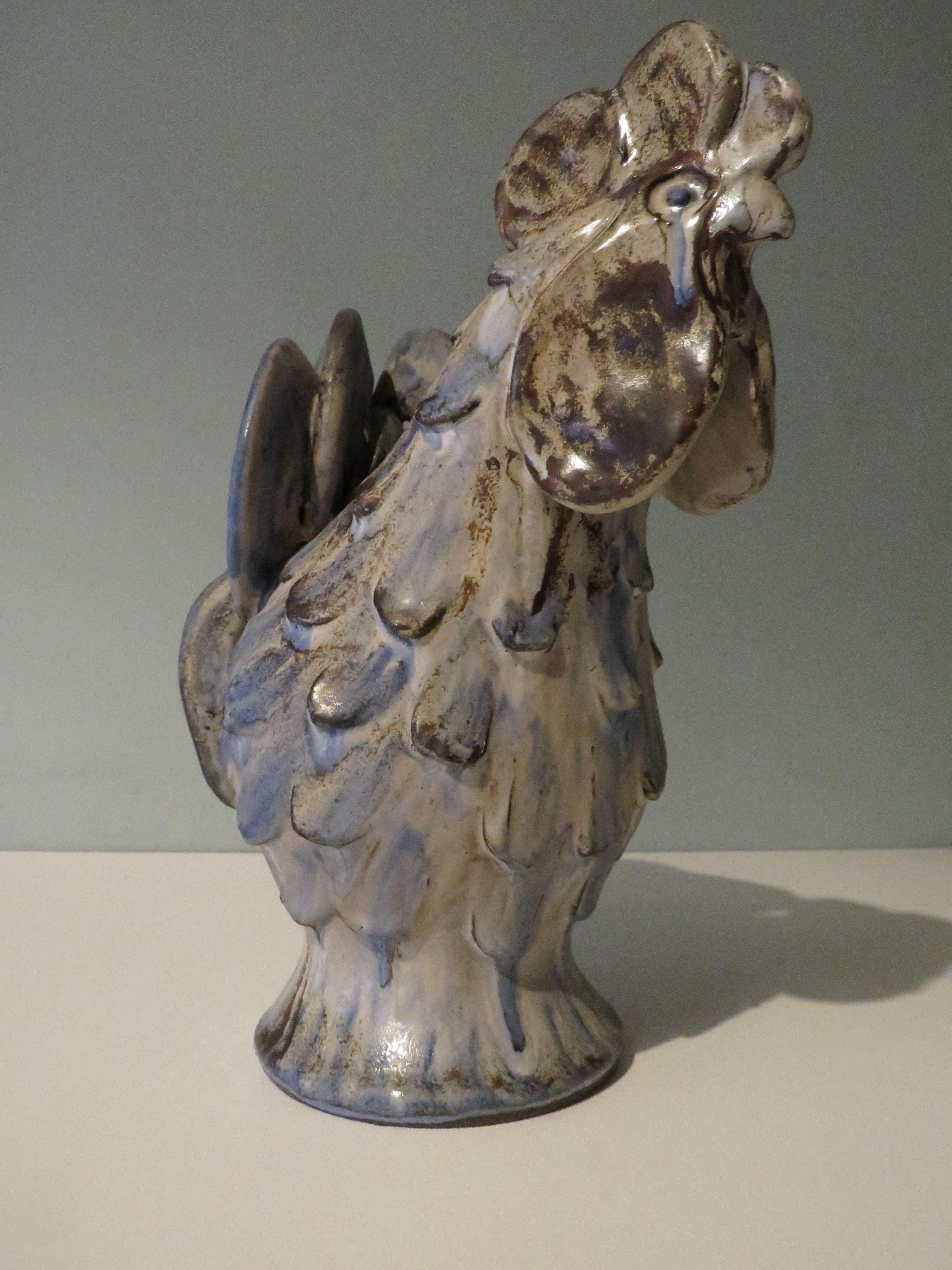 Mid-20th Century Ceramic rooster statue by Viggo Kyhn, Denmark 1960-1970 For Sale