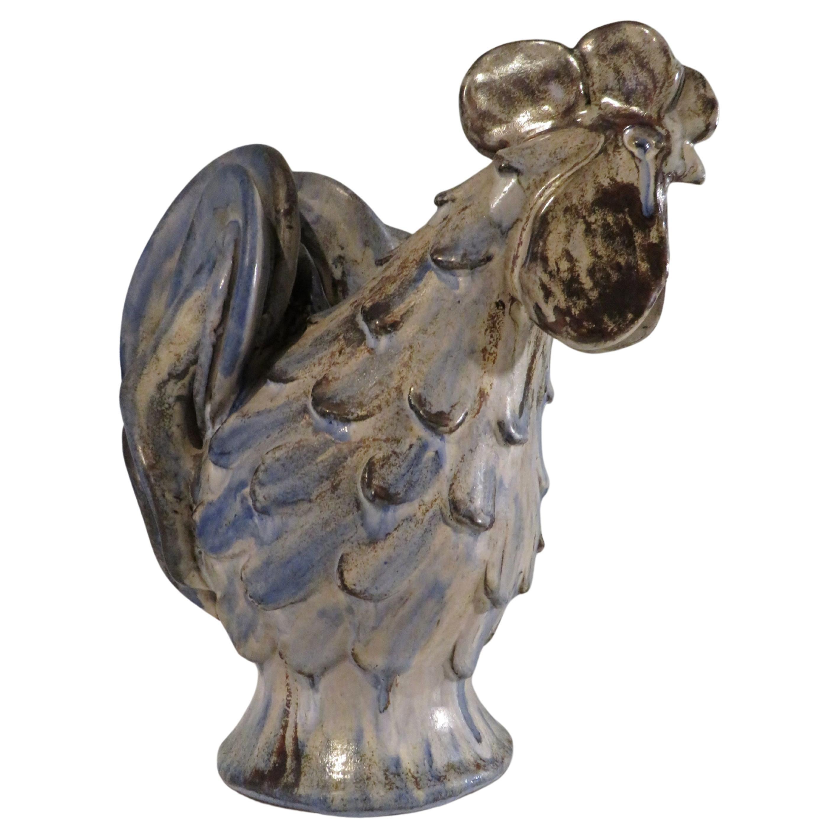 Ceramic rooster statue by Viggo Kyhn, Denmark 1960-1970 For Sale