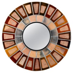 Ceramic Round Mirror by Roger Capron, Vallauris