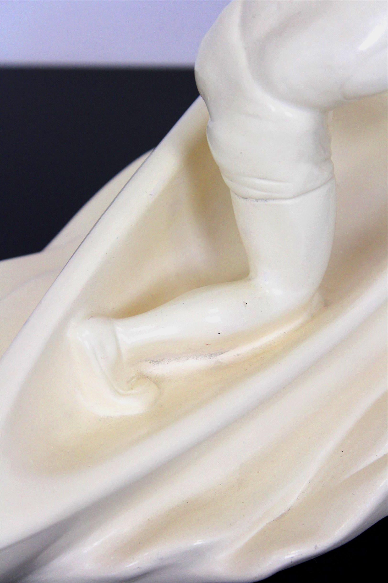 Ceramic Rower Statue from Jihokera Bechyně, 1950s For Sale 2