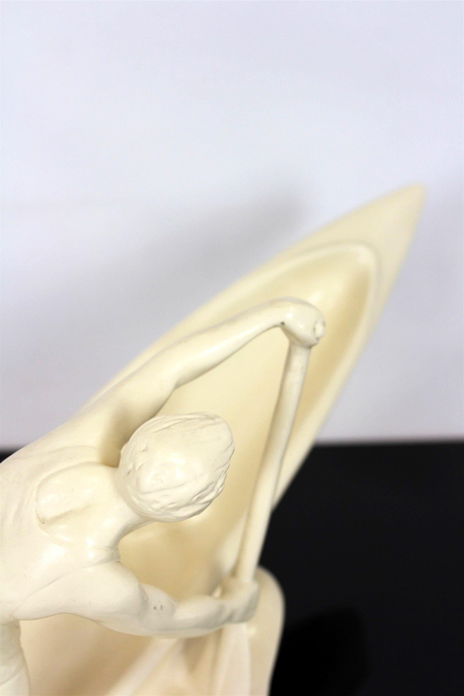 Ceramic Rower Statue from Jihokera Bechyně, 1950s For Sale 3